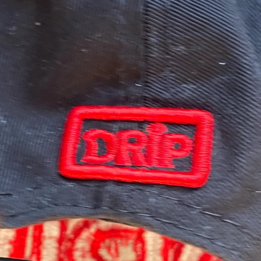 DRIP Embroidered Black and Red Snapback Hat - Top Level